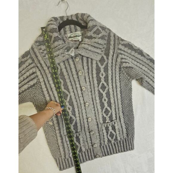 Aaron Craft NWT L Gray 100% Merino Wool Buttondown Grandpa VibeSweater Fisherman - Picture 6 of 16